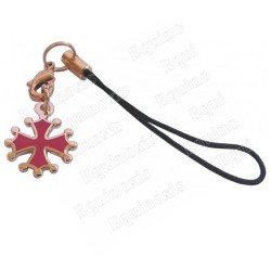Bijou de mobile occitan – Cruz occitana esmaltada roja – Oro brillante 
