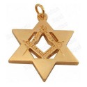 Colgante judaico – Estrella de David con escuadra y compás – Oro brillante