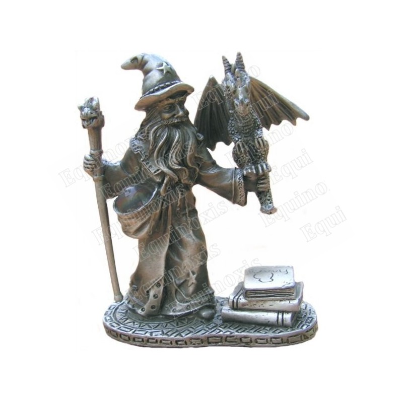 Figurine magicien étain – Mago avec bébé dragon