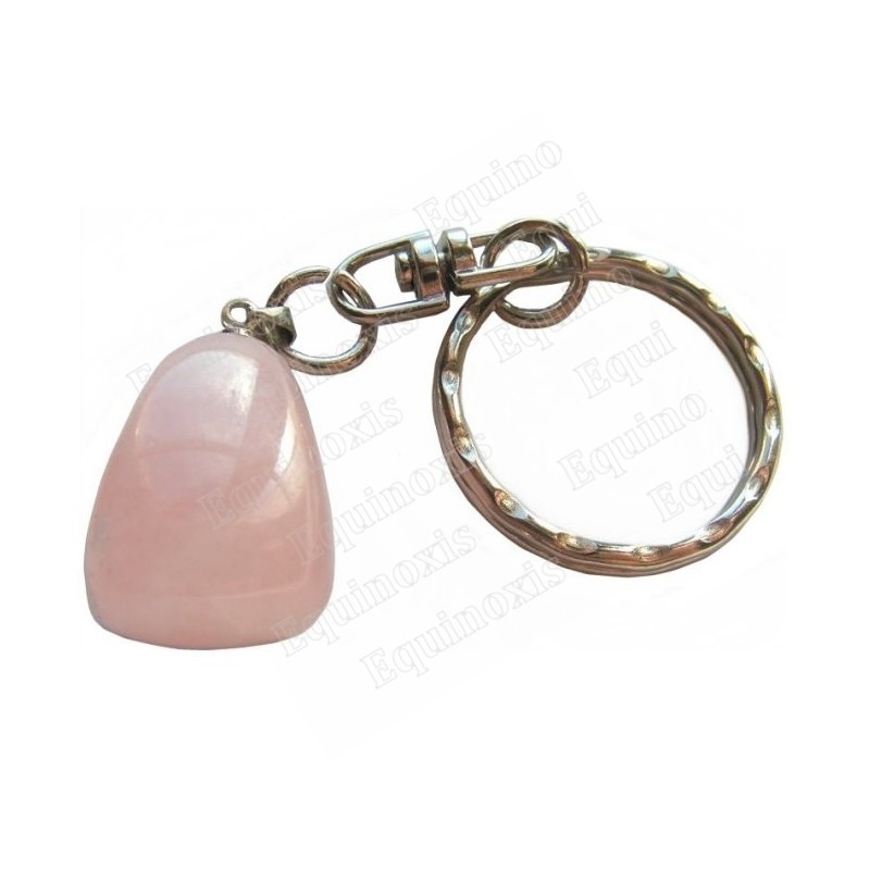Llavero piedra – Pierre roulée – Cuarzo rosa