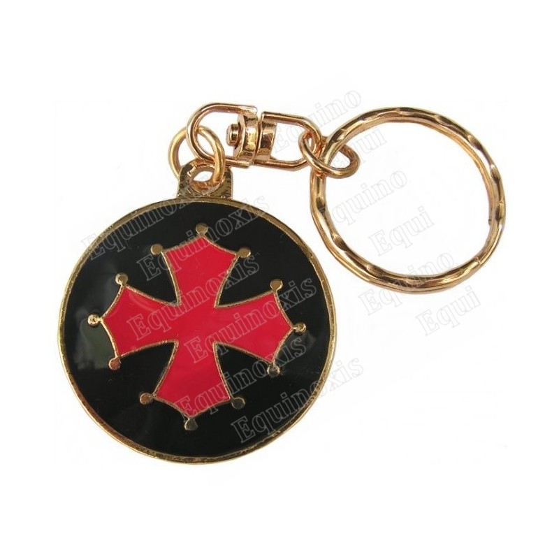Llavero occitano – Cruz occitana esmaltada roja con fondo negro