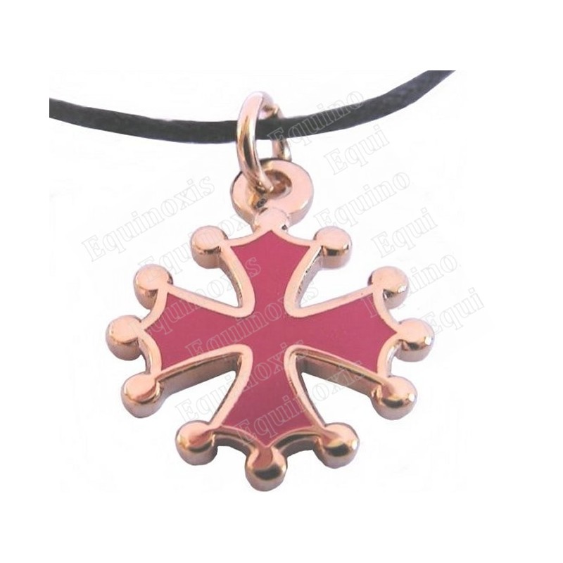 Colgante occitano – Cruz occitana esmaltada roja – Oro brillante – Pequeño 