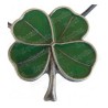 Colgante céltico – Trébol de cuatro hojas esmaltado verde – Plata brillante