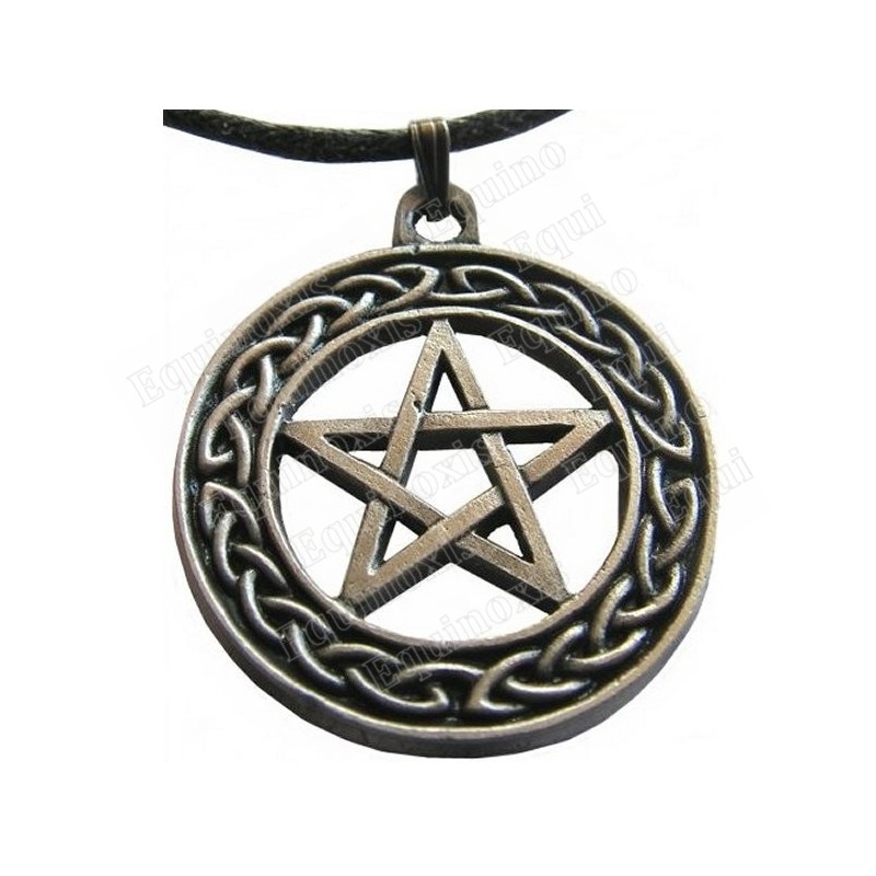 Colgante céltico – Pentagrama con nudo céltico – Plata envejecida