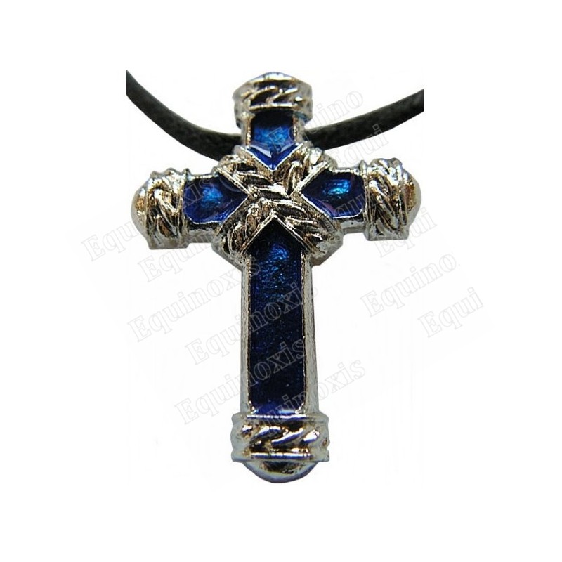 Colgante cruz – Croix ligaturée émaillée bleue