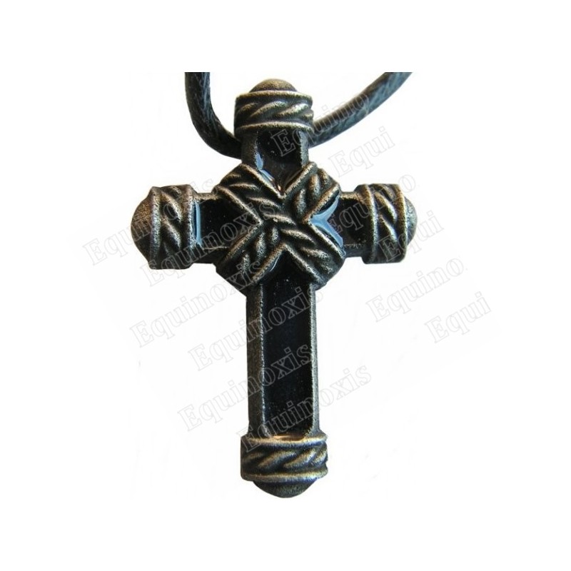 Colgante cruz – Croix ligaturée émaillée noir