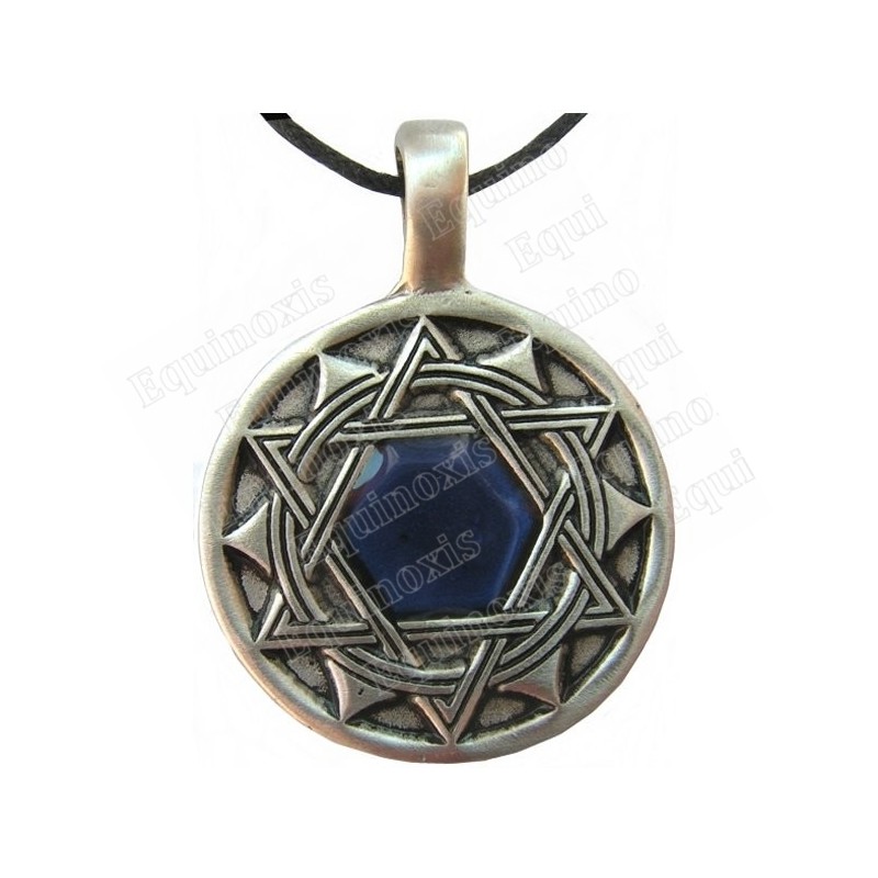 Colgante simbólico – Double hexagramme avec pierre bleue
