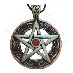 Colgante simbólico – Pentagrama con piedras rojas