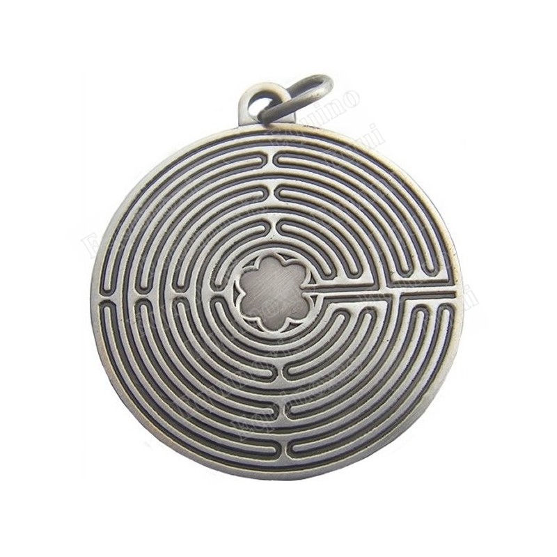 Colgante simbólico – Laberinto de Chartres – Plata envejecida