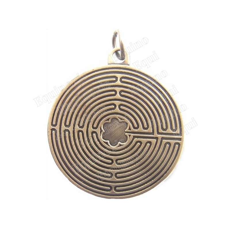 Colgante simbólico – Laberinto de Chartres – Bronce envejecido