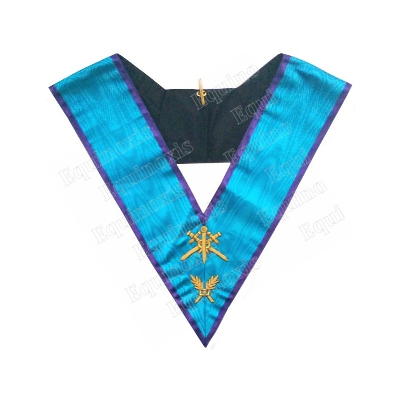 Collar masónico muaré – Menfis-Mizraim – Maestro de Ceremonias – Bordado a mano
