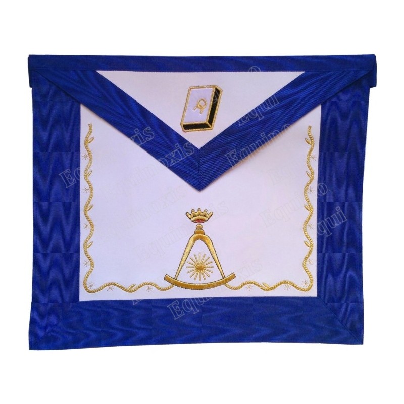 Tablier maçonnique en faux cuir – REAA – 14° grado – Espalda azul – 2 – Bordado a máquina