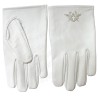 Gants maçonniques cuir blanc – Equerre et Compas blancs – Taille XL