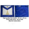 Tablier maçonnique en faux cuir – REAA – 14° grado – Espalada azul – Bordado a máquina