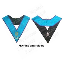 Collar masónico muaré – Columna de Armonía – Menfis-Mizraim – Espalda luto – Bordado a máquina