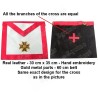 Tablier maçonnique en cuir – REAA – 18ème degré – Chevalier Rose-Croix – Croix pattée – Brodé main – Dos croix grecque 