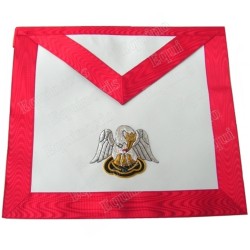 Mandil masónico de cuero – REAA – 18° grado – Caballero Rosa-Cruz – Pélican – Dos croix grecque