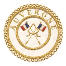 Badge / Macaron GLNF – Grande tenue provinciale – Passé Grand Porte-Etendard – Auvergne – Bordado a mano