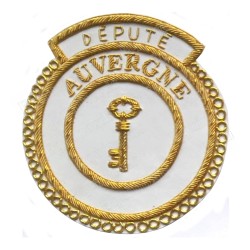 Badge / Macaron GLNF – Grande tenue provinciale – Député Grand Trésorier – Auvergne – Bordado a mano