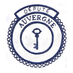 Badge / Macaron GLNF – Petite tenue provinciale – Député Grand Trésorier – Auvergne – Bordado a mano