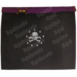 Tablier maçonnique en faux cuir – Memphis-Misraïm – Vénérable Maître – 3 taus + penderilles – Violet