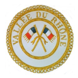 Badge / Macaron GLNF – Grande tenue provinciale – Passé Grand Porte-Etendard – Vallée du Rhône – Bordado a mano