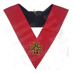 Collar masónico muaré – REAA – 18° grado – Caballero Rosa-Cruz –  Cruz resarcelada – Bordado a mano