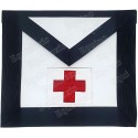 Mandil masónico de imitación de cuero – REAA – 11° grado – Cruz roja – Bordado a máquina