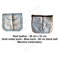 Tablier maçonnique en cuir – Rite Français Moderne – Maître - Bords arrondis - Brodé machine
